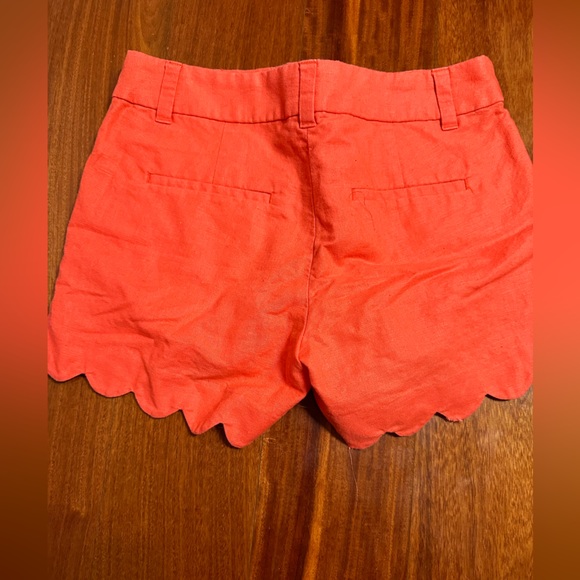J. Crew Scalloped Shorts Women's Size 00 XS S Mid Rise Linen Casual Red - Picture 5 of 7
